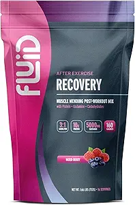 流体恢复 工作后饮料 混合 - Whey Isolate蛋白,L-Glutamine, Carbs, All Natural Infects, Gluten-Free, Lactose-Free (混合莓)