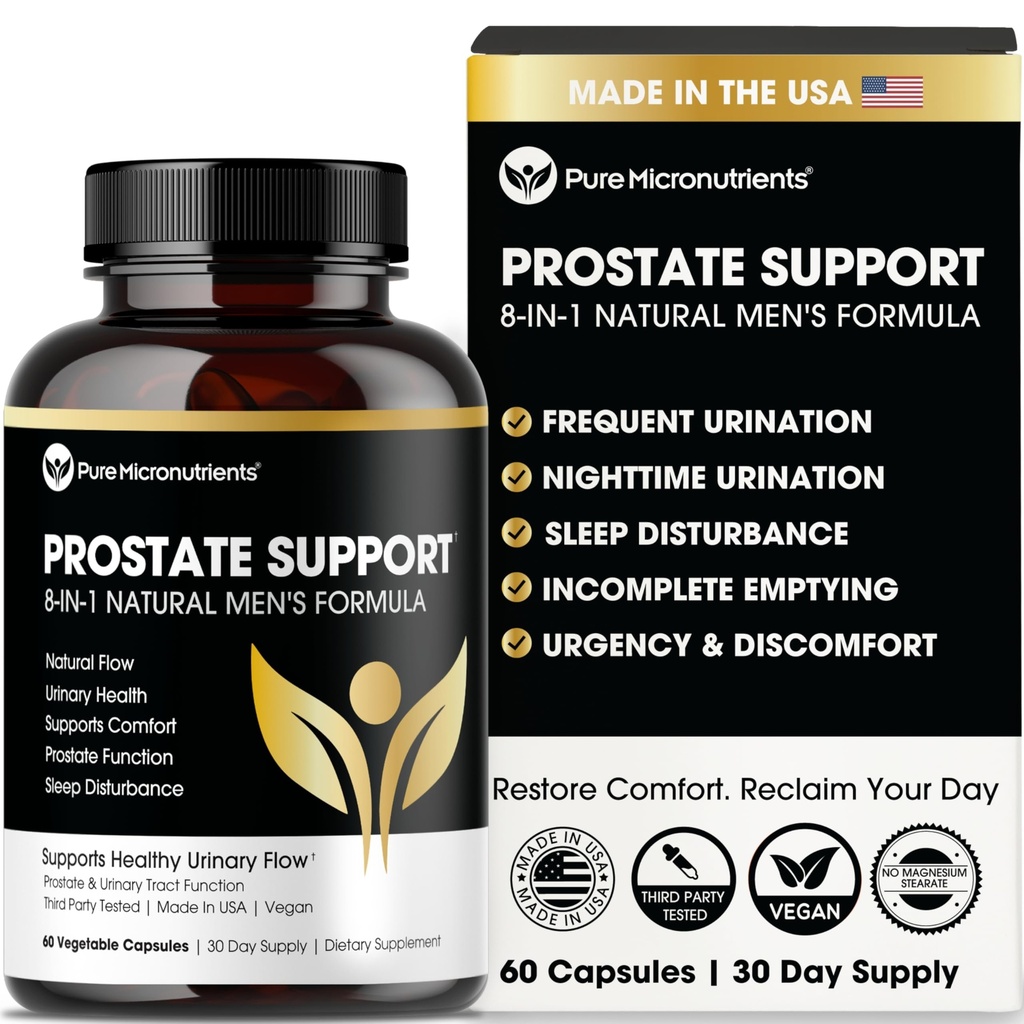 纯微营养素高级前列腺健康补充剂 - Saw Palmetto, Beta-Sitosterol, Stinging Nettle Root, & Lycopene - Bladder Control & Urinary Supports for Men