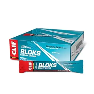 CLIF BLOKS - 热带冲锋与咖啡因 - 能源 Chews - 非GMO - 工厂 - 循环和运行的快速燃料 - 快速碳水化合物和电解质 - 2.12 oz. (18 计)