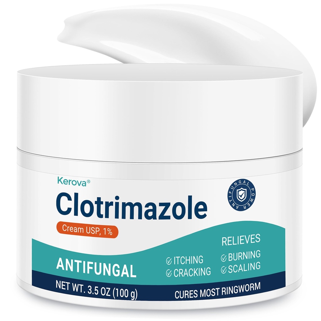 Antifungal Cream for Athlete’s Foot, Jock Itch & Ringworm – 1% Clotrimazole Antifungal Cream, Ringworm Treatment for Humans, Relieves Burning, Itching, Scaling & Cracking (3.5 Ounce)