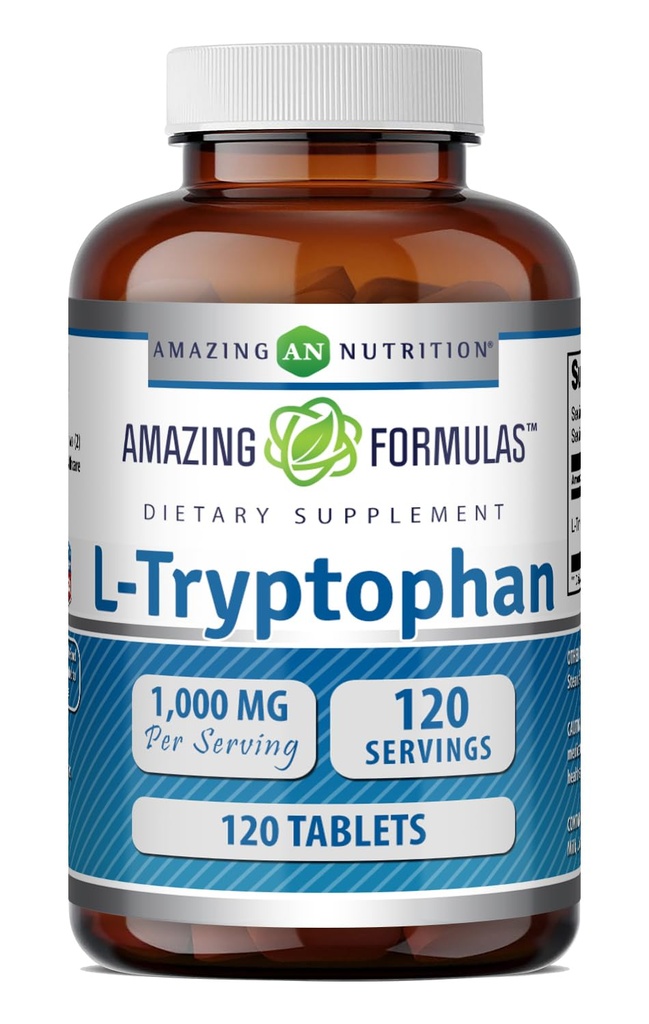 惊人的公式 L- Tryptophan 1000 mg 平板电脑 Supplements QQ Non-GMO QQ Gluten Free QQ 在美国制造(120个计数)