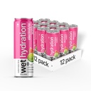 Wet Hydration | Functional Wellness Water, Non-Carbonated - Watermelon Lemon Lime (12 Ounce Cans, Pack of 12) - Flavored Water, Hydration Drink, No Sugar, No Artificial Ingredients, Zero Calories