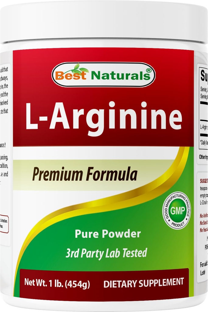 Best Naturals L-Arginine Powder 1 英镑 - 纯药级免费表格 - 女性和男性最佳氨基酸Arginine补充剂 - 促进流通和支持心血管健康