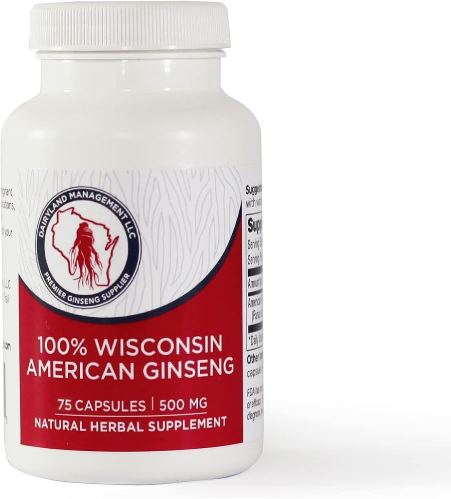 乳腺 美国Ginseng Capsules,75厘米(2000毫克) – 集中威斯康辛Ginseng根提取剂 – Immune支持的每日草药补充剂