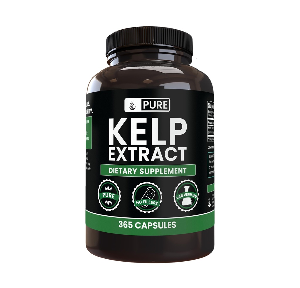 纯原始成份 Kelp 提取器(365 Capsules) 无镁或水稻填充器, 永远纯, 实验室验证