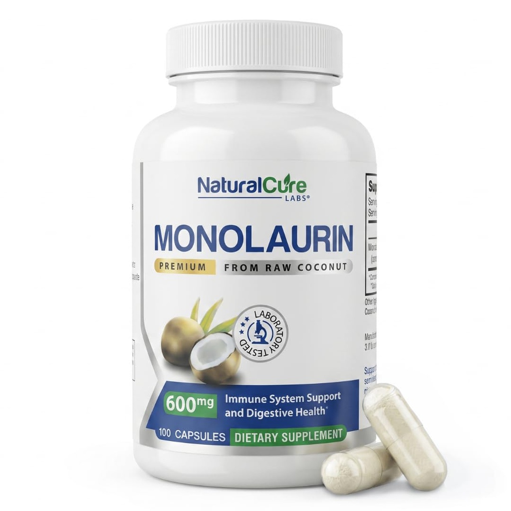 天然Cure实验室 Premium Monolaurin – 600mg, 100 Capsules