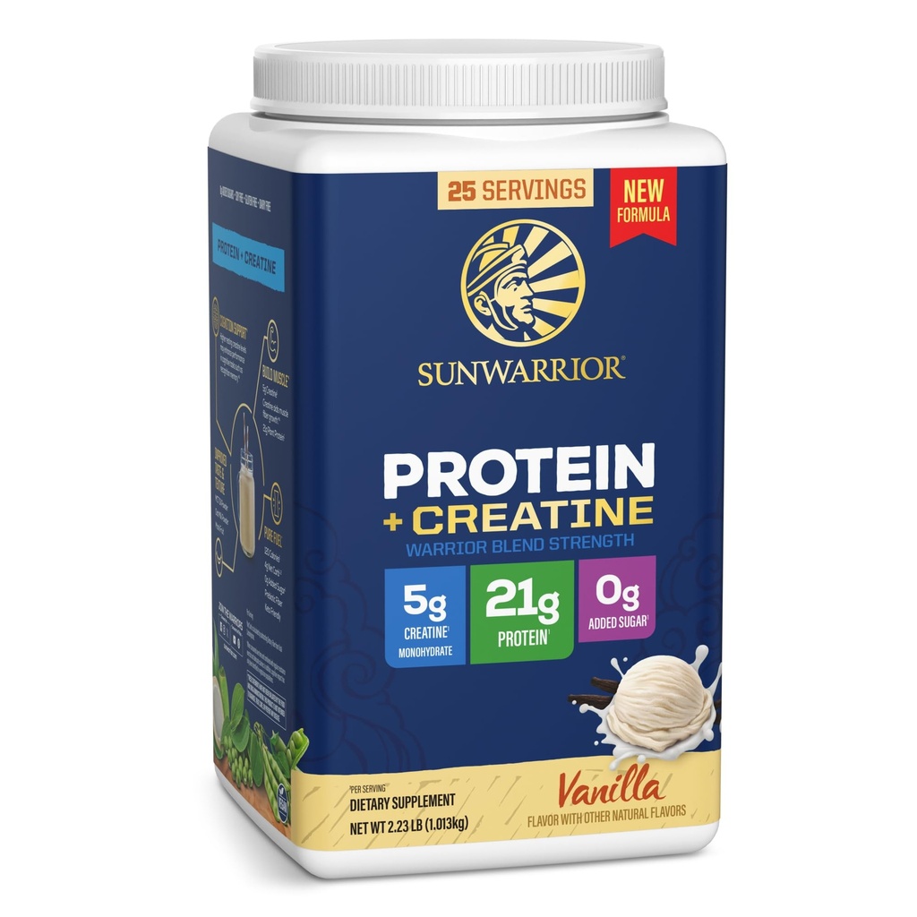 SUNWARRIOR Organic Vanilla Warrior Strength Protein Creatine, 35.6 OZ