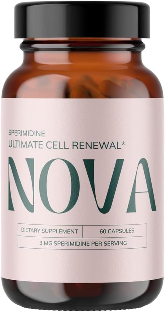 Nova Ultimate Cell Reduction/Spermidine 补充品,有机小麦革姆抗衰老补充品,配有高斯佩米丁,锌,以及Thiamine 用于优化自动药,60 Capsules (Pack of 1)