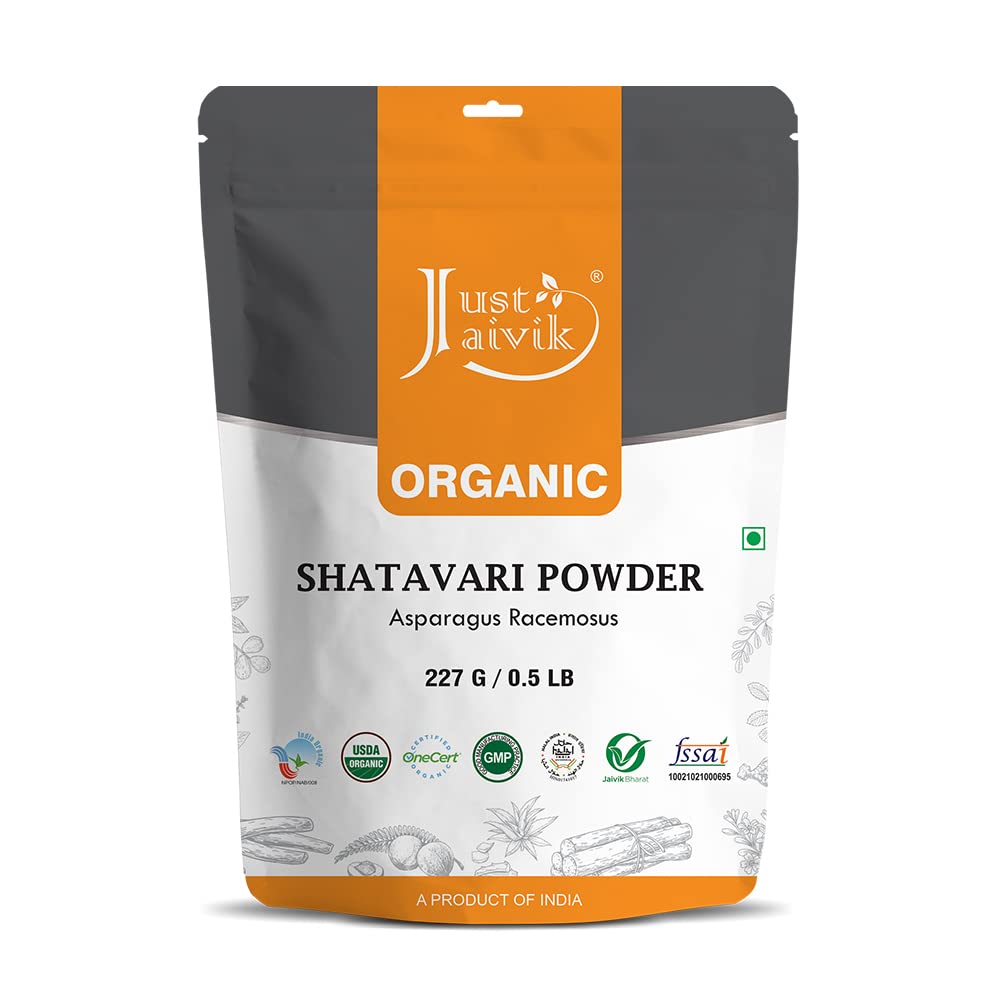 Just Jaivik Organic Shatavari Powder, 227G, Pack of 1
