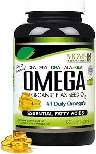 天然Omega-3-6-9 与DPA、EPA、DHA、ALA和GLA以及有机Flax种子油加野生捕捉的天然鱼油混合 - 2 800多毫克强度 - Gluten Free - 在美国制造 - 60 软胶