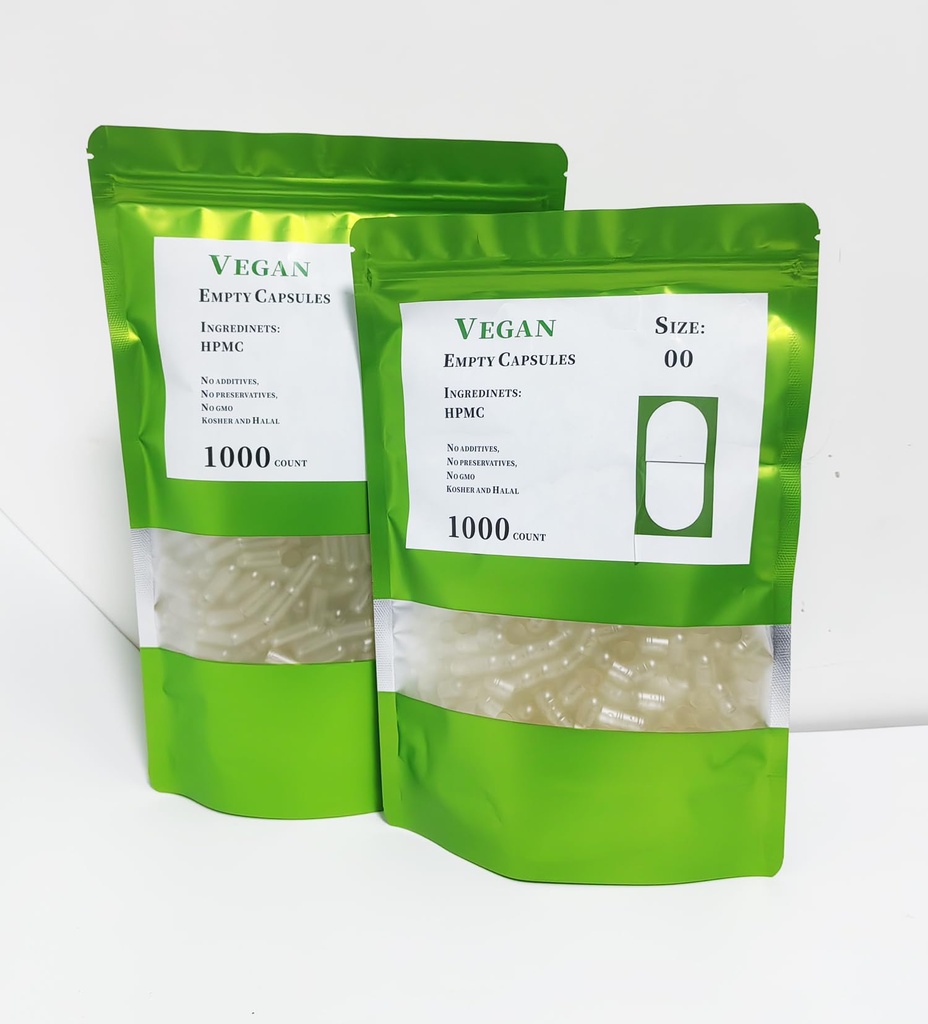 Empty Capsules 00 Vegan-Bulk Sale Vegan&Vegetarian Capsules Separated Plant Based Clear 1000 Count for Your Own Supplements