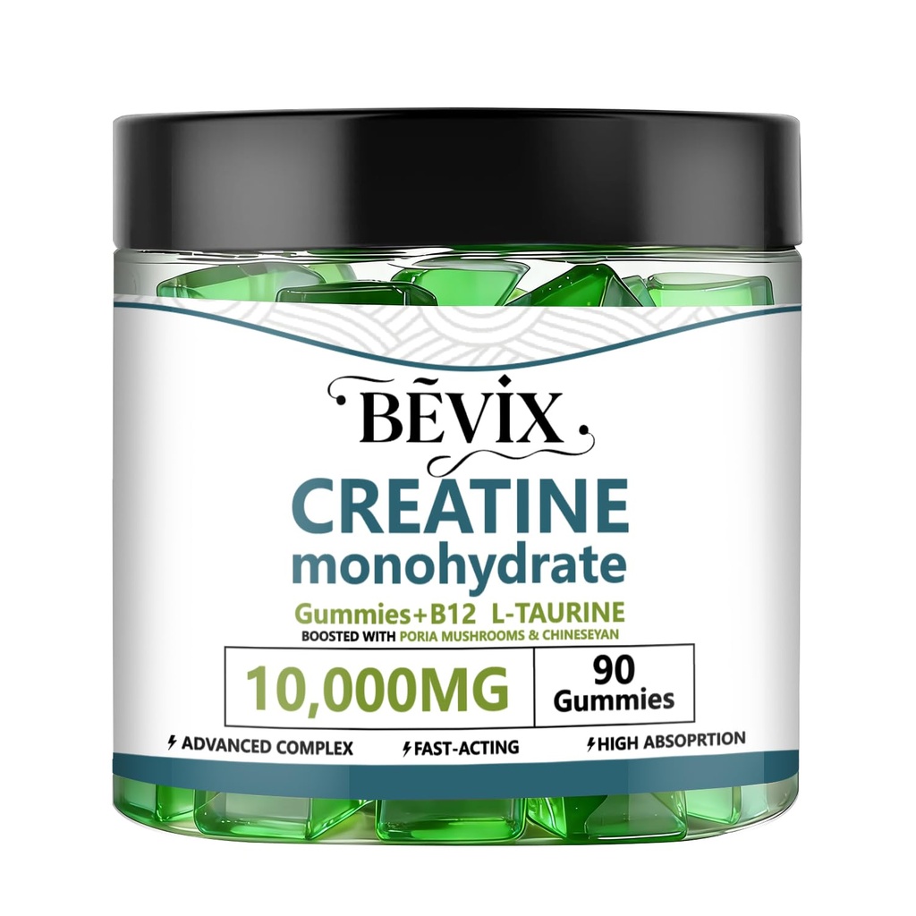 Creatine Gummies, Potent creatine monohydrate Gummies,for Energy Boost, Increase Strength and Build Muscle,withL-Taurine, B12 Gluten-Free, Sugar Free,90Count