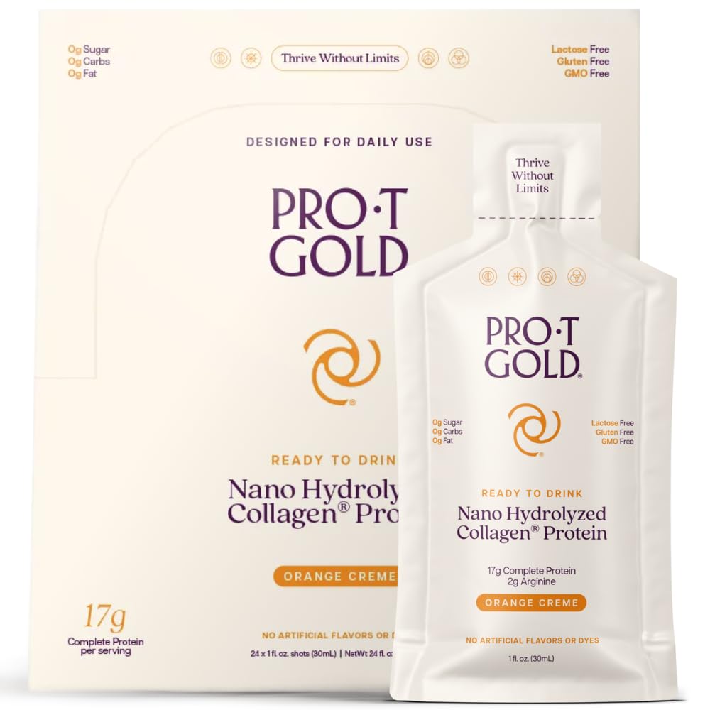 17g 清蛋白 Nano-Hydrolyzed Grass Fed Collagen, 2g Arginine 用于伤员支持, Gluten Free, Sugar Free, 0g Carbs, Orange Creme, 1 fl oz, 24 Pack