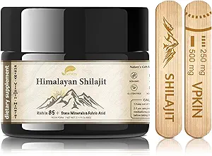 Shilajit Resin Pure Himalayan 天然有机Shilajit补充剂,含氟酸和85+痕量矿物,用于能源、免疫和代谢支持,60克
