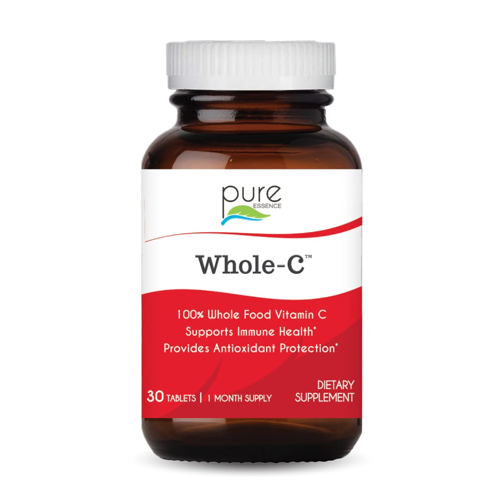 Pure ESSENCE LABS 全C食品维生素C - 最佳免疫支持 - 有机和自然维生素 - 豁免促进剂和饮食补充剂(30块)