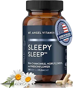 Angel Vitamins山 - 睡眠 - 成人自然睡眠援助,配有Melatonin和植物节选 - 非常眠补充品 - 60 Capsules