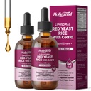 Liposomal Red Yeast Rice with CoQ10 Liquid Drops, Organic Red Rice Yeast Extract with Citrus Bergamot,Omega-3,Magnesium Glycinate, Vitamin D3 K2,Vegan,Natural Blueberry Flavor, 4 FL OZ