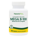 Natures Plus Mega B-100 Complex - 90 持久释放蔬菜片 - 能量和脑促进器 - Gluten Free - 90 services