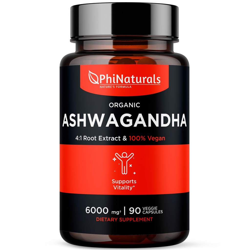 Vegan Capsules的有机Ashwagandha根提取物等于6 000 Mg Root-Ashwaganda男女补充物,每服务30名服务者为1 500 Mg-Per Vegan Capsule 90