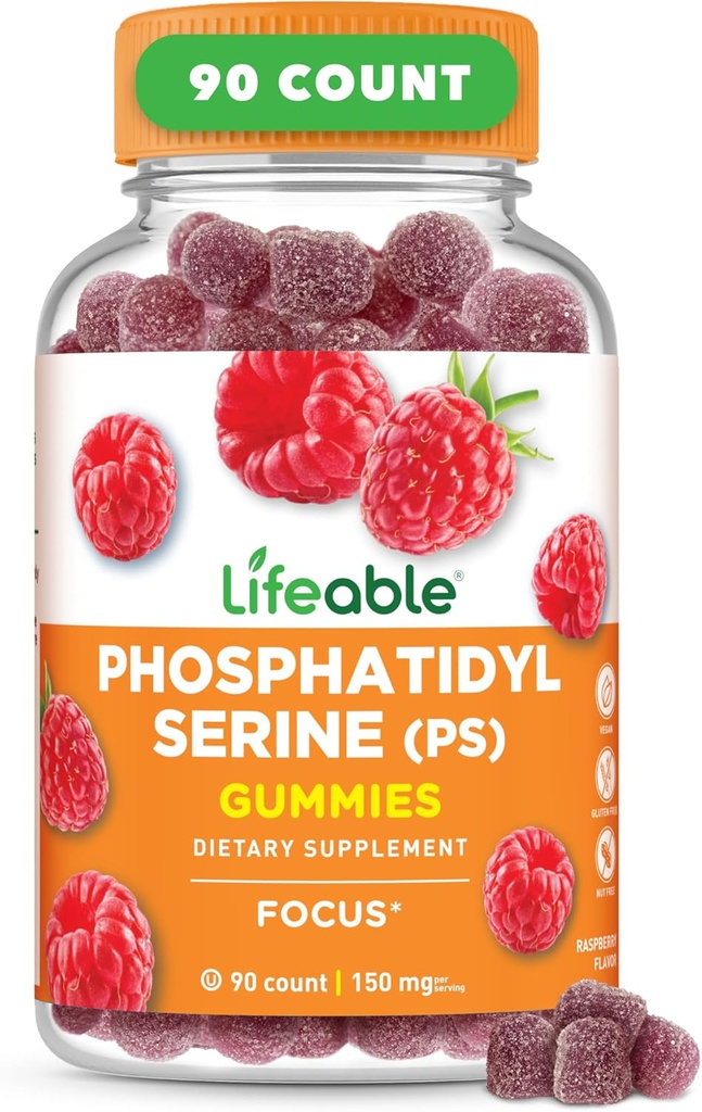 活生生的Phosphatidylserine Gummys(PS) 150mg 150mg 150mg 大品味焦点补充 QQ 成人记忆和焦点补充 QQ 植物学 男性焦点维生素 女性 90Gummys