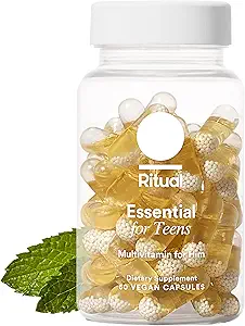 Ritual Teen Vitamins for Boys - Zinc, Vitamin A and D3 for Immune Function Support*, Omega-3 DHA & B12 for Brain Health, Non-GMO, Mint Essenced, 30 Day Supply, 60 Vegan Capsules