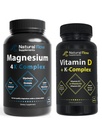 Natural Flow Magnesium 4X Complex & Vitamin D + K-Complex Bundle – Supports Bone, Heart, Calm Sleep, & Energy(120 + 60 Capsules)