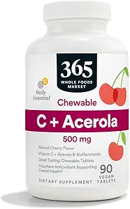 365 由全食品市场,维生素C+Acerola C 500Mg,90平板(包2)