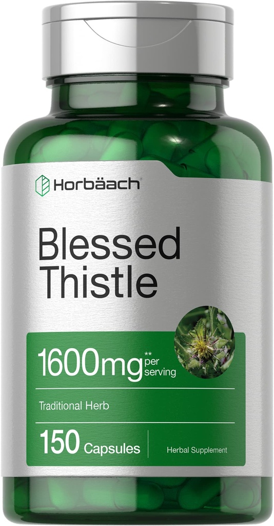 Horbaach 祝福Thatle Capsules 1600 mg → 150 伯爵 Max Potency → Non-GMO, Gluten Free Herb 补充