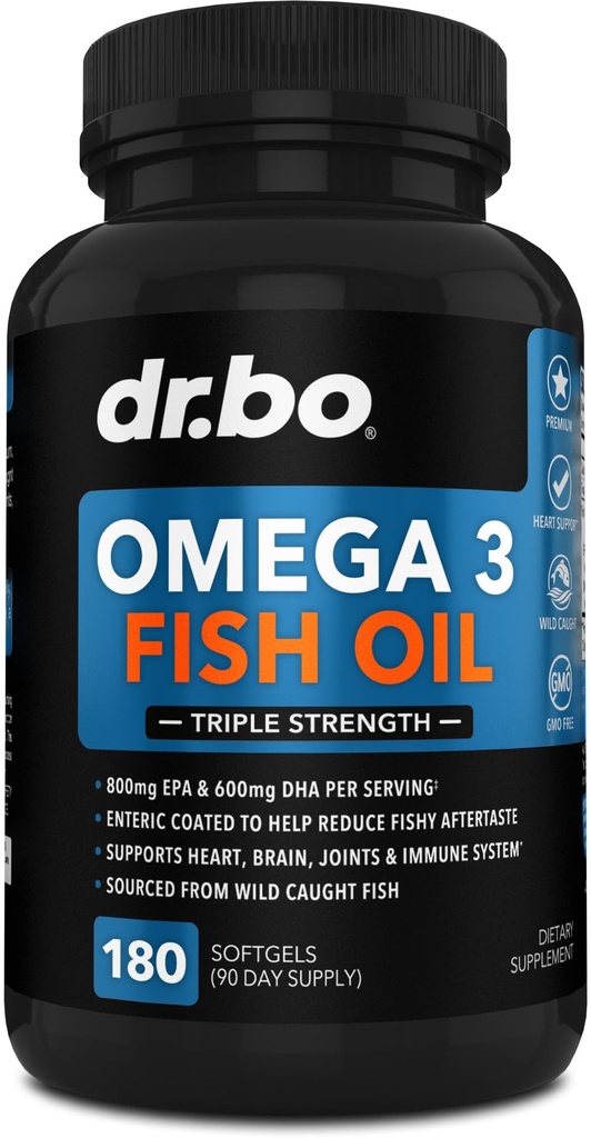Omega 3 Fish Oil Supplements - Triple Strength Fish Oil Omega 3 Supplements 2000mg EPA DHA Women Men - Triple Strength Natural Omega3 Supplement 2000mg EPA DHA Fatty Acids 1000mg Burpless 180 Softgels