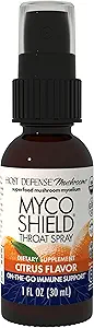 主机 Defense MycoShield Throat Spray - 免疫健康支持 - 与Chaga, Reishi, Turkey Tail & More - On - The-Go Immune支持 - Citrus Flavor, 1 fl oz (71 services) *