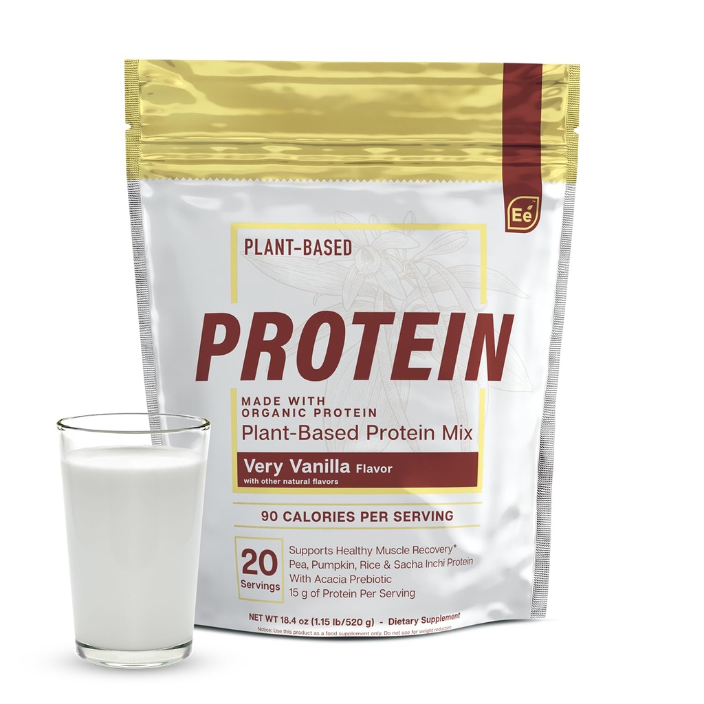 基本元素 Pea蛋白粉 - Very Vanilla → 低碳基植物 Vegan Blend - Keto - Friendly and Gluten - Free - 20 services, 18oz