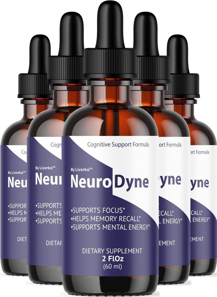 (5 Pack) NeuroDyne - Official Neuro Dyne Drops Supplement Brain Support Advanced Formula, NeuroDyne Liquid Premium All Natural Cognitive Focus Nerve Support for Health Wellness, 5 Bottles for 5 Months