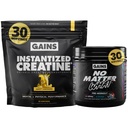 Gains in Bulk Instantized Creatine Sweet Lemonade & No Matter What Pre Workout Powder Bundle, Soluble Creatine Powder, Paraxanthine, Amino Acids & L Theanine, 130 Servings