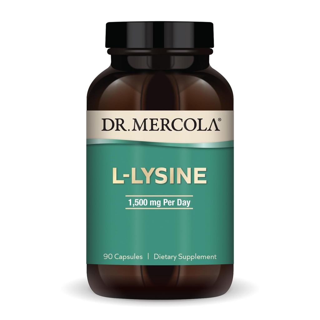 Mercola L-Lysine博士,90 Capsules 1500 mg L-Lysine,非GMO,Gluten Free, Soy Free