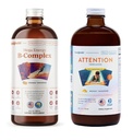 LIQUIDHEALTH Mega Energy B-Complex & Attention Teens & Kids Liquid Vitamin Bundle for Children - Improve Focus & Concentration, Boost Mood, Increase Natural Energy Levels - Vegan, Non-GMO, USA Made