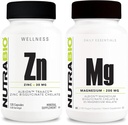 NutraBio Zinc Chelate 和 Reacted Magnesium Supplement Bundle – 维生素补充 Bundle May 帮助支持免疫系统和骨质健康