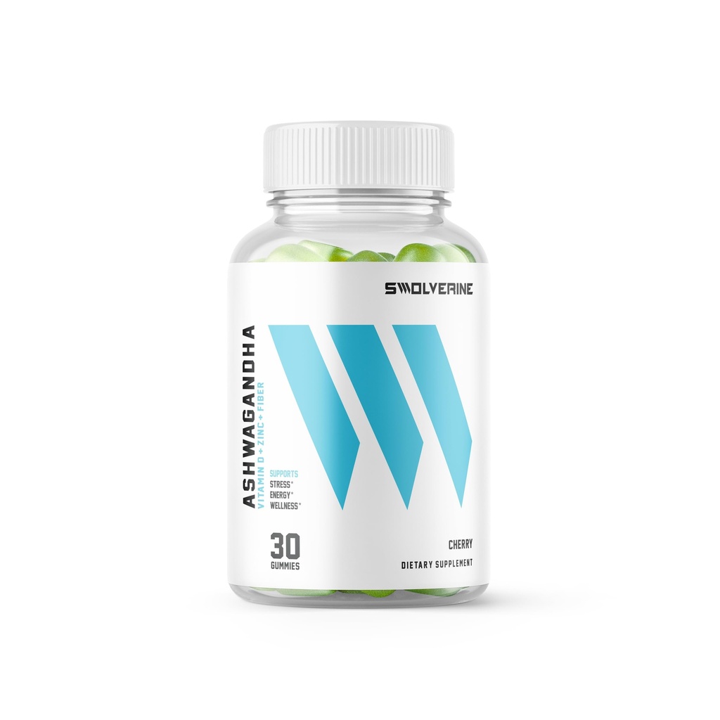 Swolverine Ashwagandha Vitamin Gummies | Zinc, Vitamin D, Relax, Sleep, Strength, Non-GMO, Vegan - Cherry (30 Count)