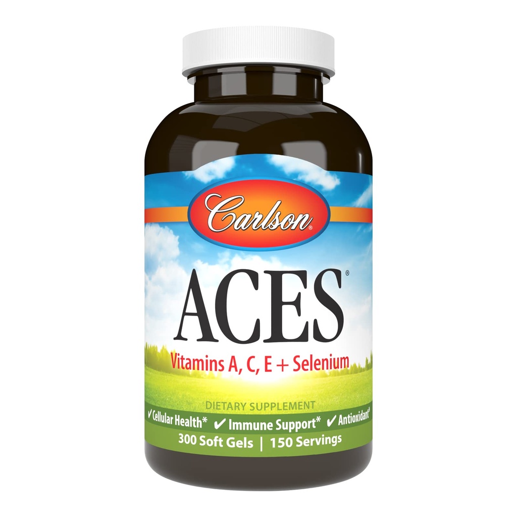 Carlson - ACES、维生素A、C、E + 硒、细胞健康和免疫支持、抗氧化剂、300软胶