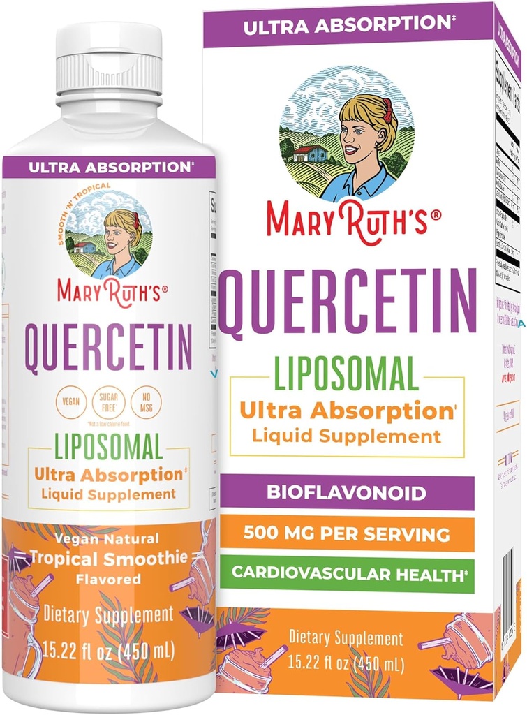 MaryRuth 有机物 Quercetin Liposomal 液体 Quercetin 500mg 心血管健康 细胞健康 总体健康 超吸收 生物氟化物 维根 自由 15.22 Fl Oz
