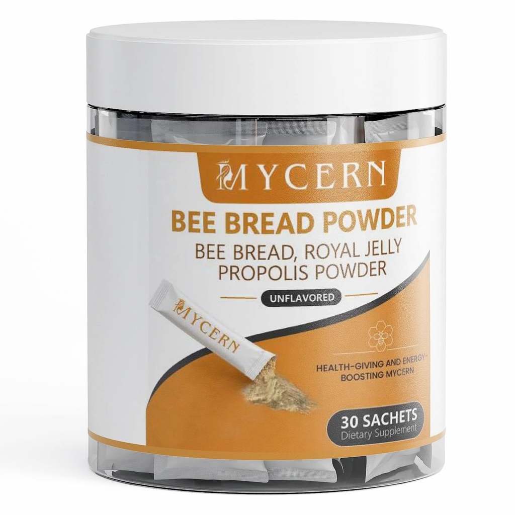 Bee Bread Powder – 30 Sachets–Gluten Free – Superfood Smoothie Additive with Bee Bread, Propolis & Royal Jelly – Immune Support Supplement with Antioxidants & Energy Nutrients