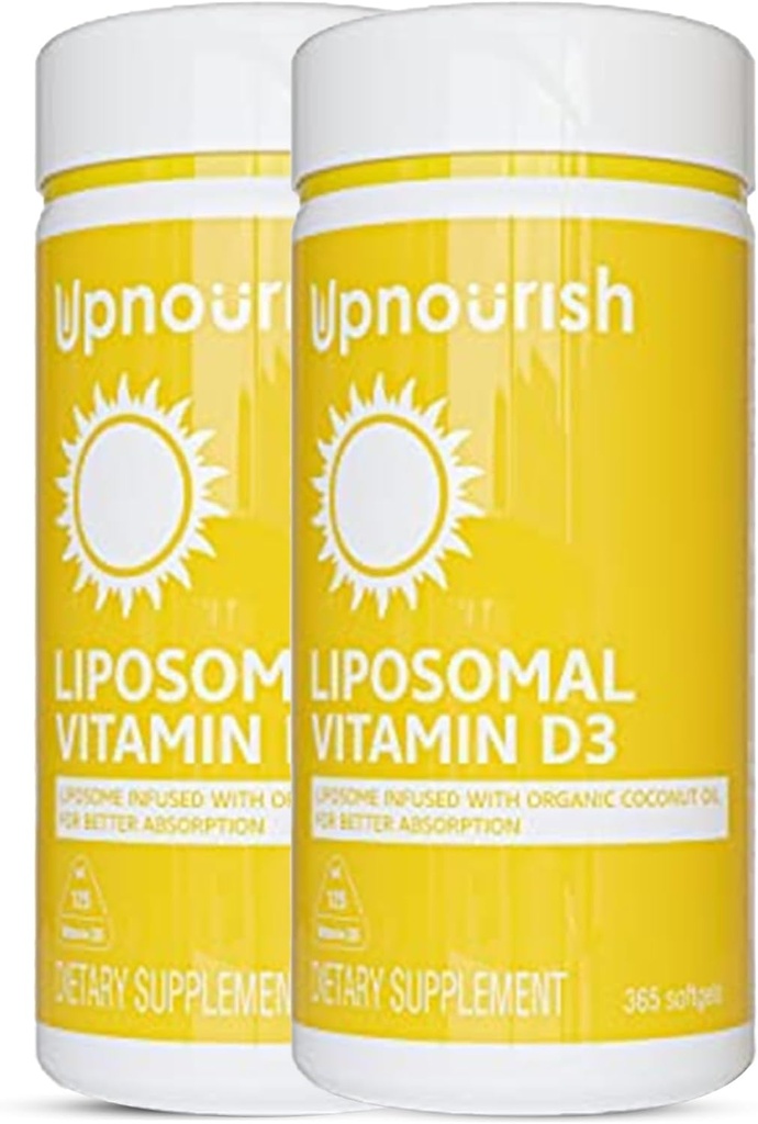Up Nourish 2 Pack - Liposomal Vitamin D 5000 IU 730 软胶,Cholecalciferol Vitamin D3 配天然椰油,VIT D3 补充