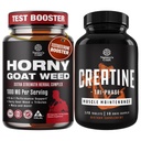 Bundle of Horny Goat Weed with Black Maca Root, Tongkat Ali, Saw Palmetto & Panax Ginseng Extract for Stamina and High Strength Tri Phase Creatine Tablets - 300mg HCL & Pyruvate - Muscle Mass Gain