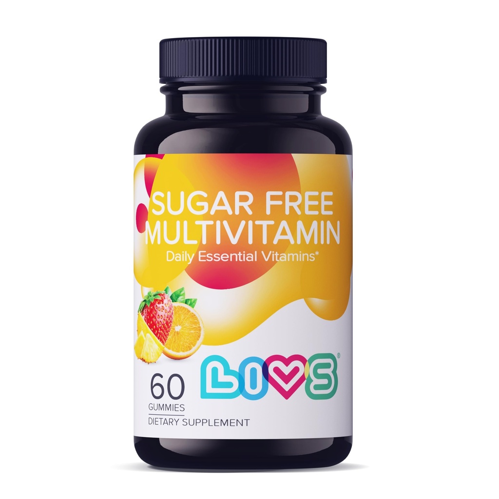 LIVS Sugar Free Multivitamin Gummies for Adults & Kids – Vegan Gummy Vitamin with A, C, D, B-Complex (B3, B5, B6, B12), Biotin & Zinc | Multivitamin Supplements for Overall Wellness & Support - 60 Ct