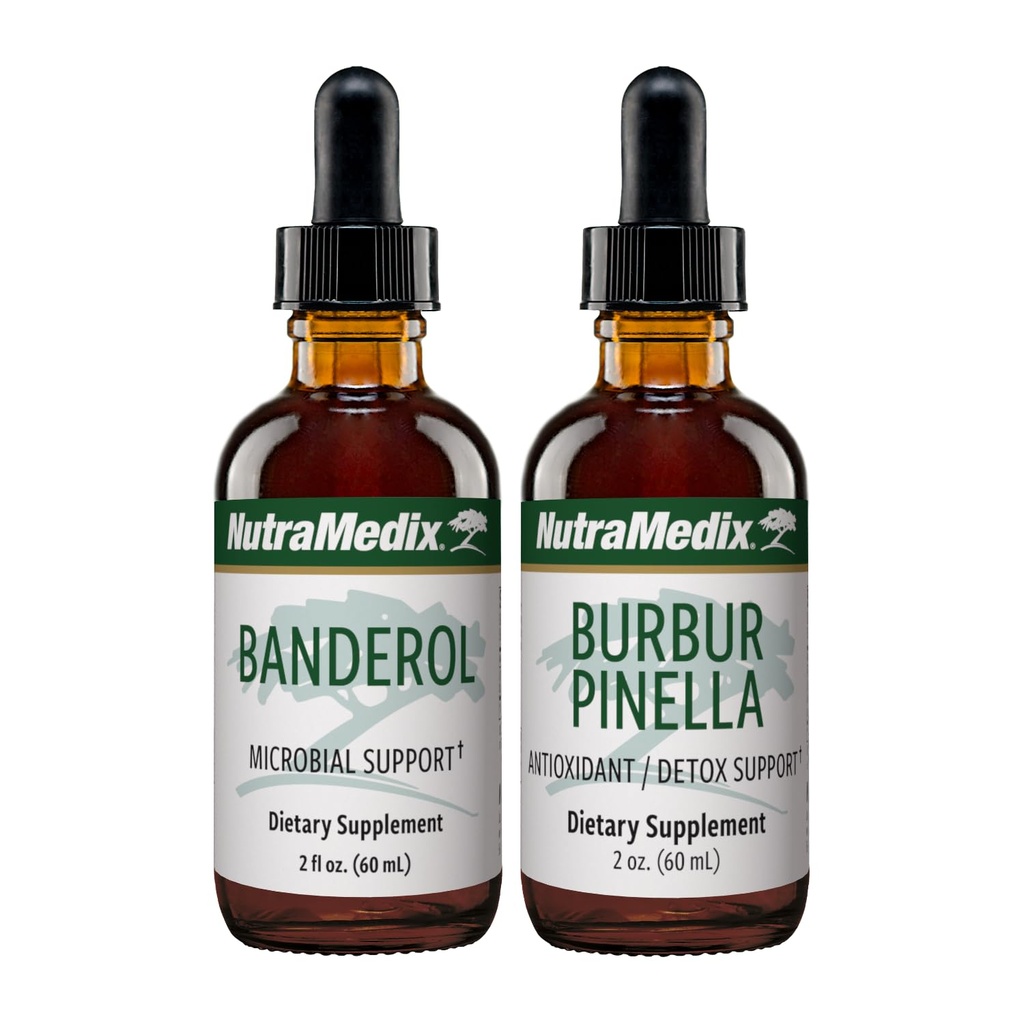NutraMedix Inflammatory Response Support Bundle - Liquid Herbal Extracts for Occassional Brain Fog, Healthy Inflammatory Response & Detox Support - Banderol & Burbur-Pinella Tinctures (2 Count, 2 Oz)