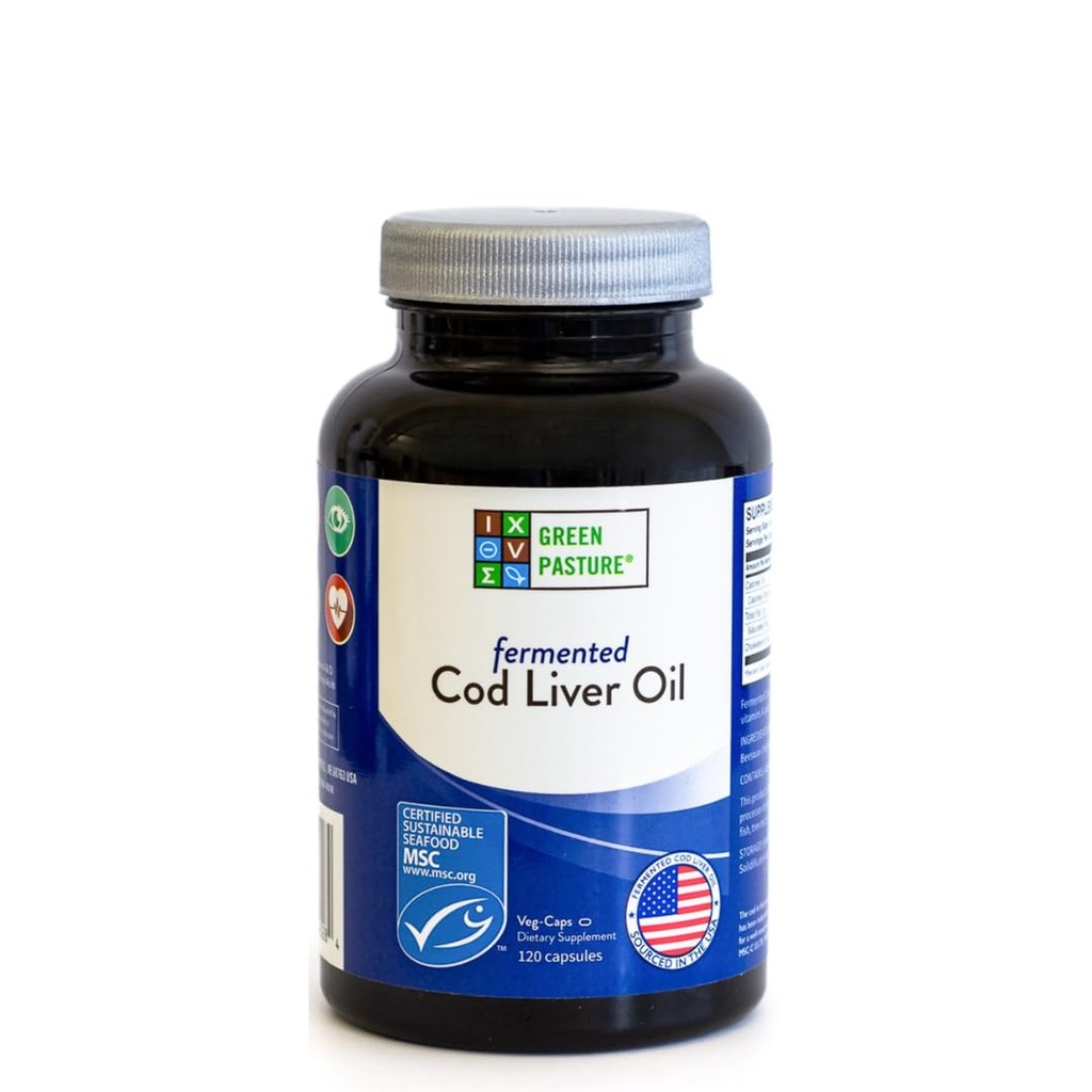 绿粘土发酵的鳕鱼肝油 -- -- 非Gelatin 120 Capsules