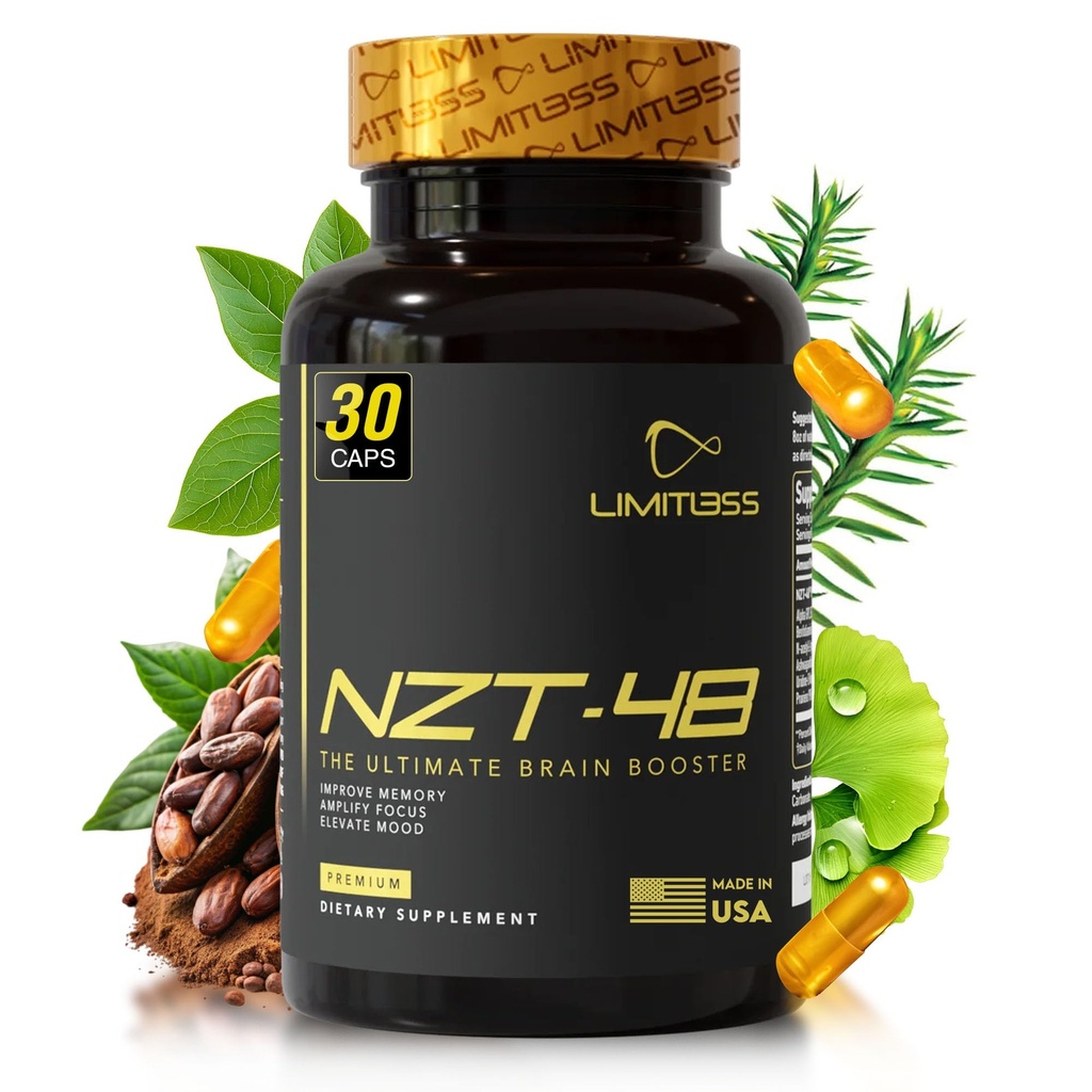 NZT-48 大脑助推器 QQ 诺特罗比脑 记忆和焦点 QQ 高米天然能源 与咖啡因,磷酸t,维生素 B6 & B12, Ashwagandha → 30 服务