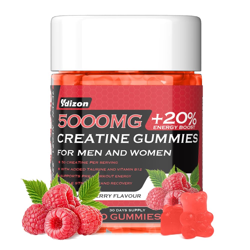 Creatine Monohydrate Gummies Complex for Men & Women – 5000mg Creatine per Serving with L-Taurine & Vitamin B12 – Pre-Workout Muscle Strength, Energy & Recovery Support – Vegan, Sugar-Free, 90 Count