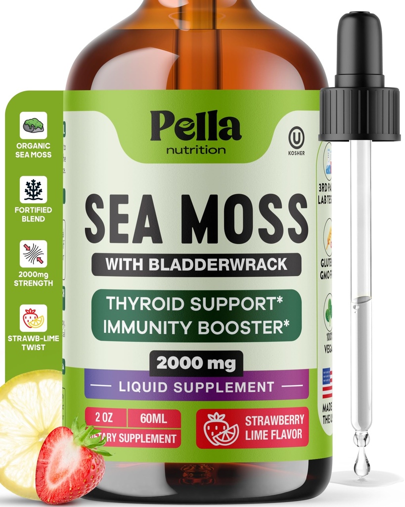 与Bladderwrack(英语:Bladderwrack) – 4X 较爱尔兰海Moss Gel 超级食品,Gummys和Capsules(英语:Capsules) – 消化性和免疫性支持补充剂(Strawberry Lime, 60mL)
