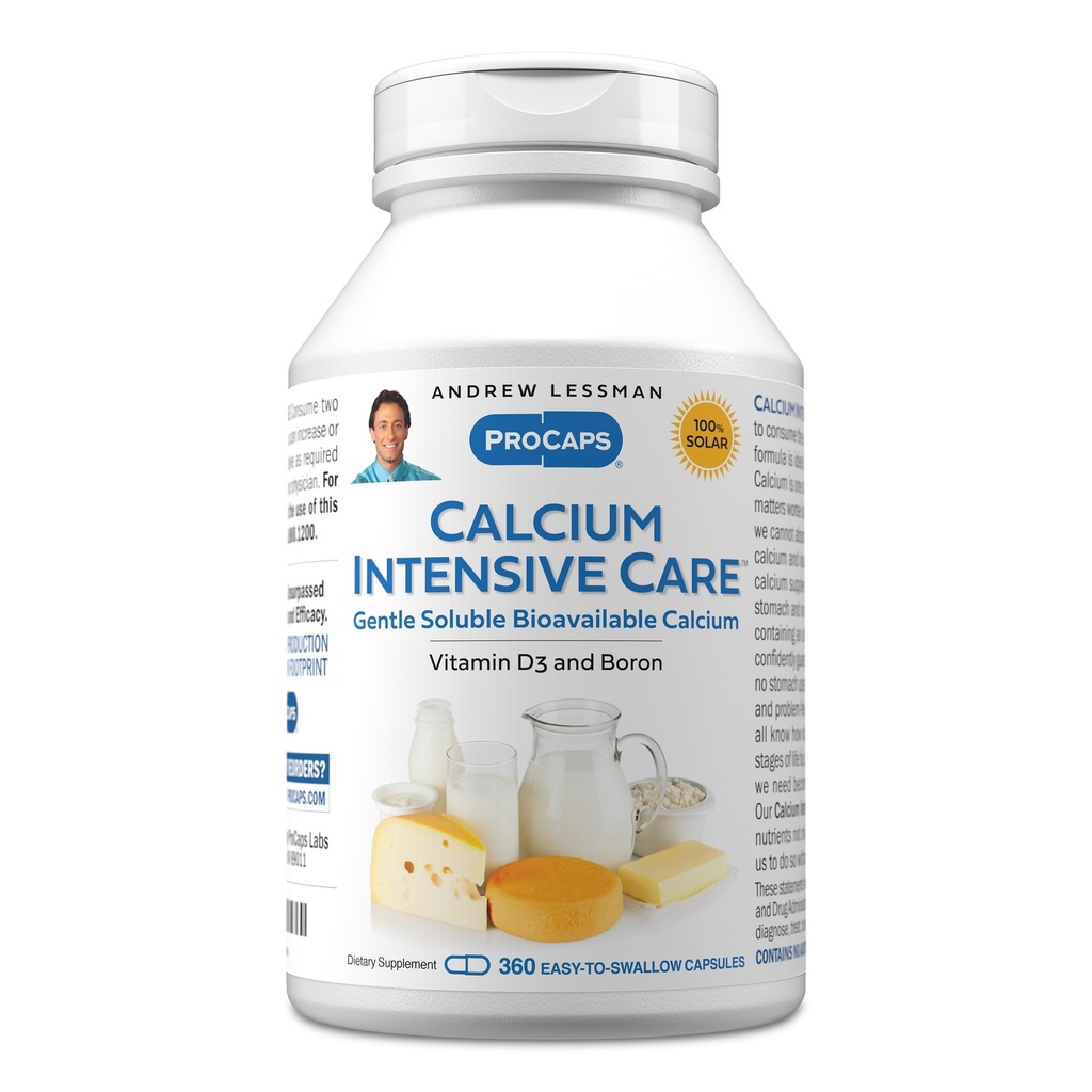 ANDREW LESSMAN Calcium Intensive Care - 360 Capsules - Maintains Healthy Bone and Skeletal Tissues. Vitamin D, Boron. Ultra-Fine, Highly Absorbable Powder in Easy-to-Swallow Capsule. No Additives.